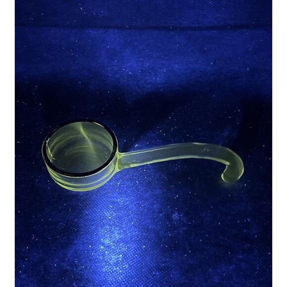 1930s Serving Bowl & Mayonnaise Spoon Silver Rim Art Deco Depression Glass UV - Picture 3 of 15